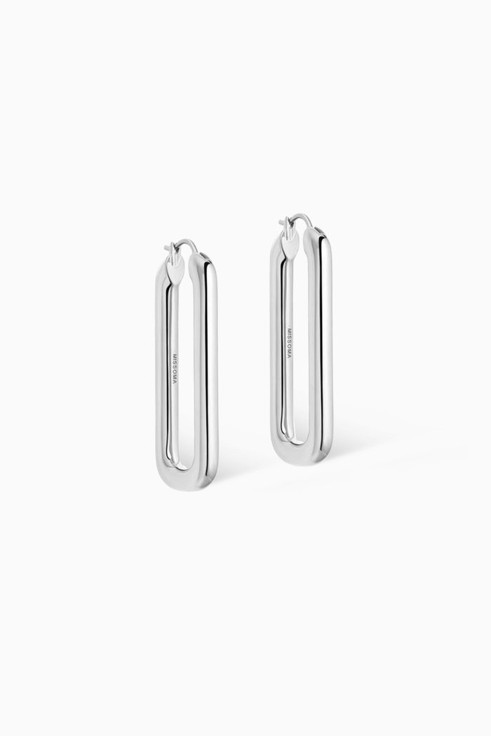 

Ovate Hoop Earrings in Sterling Silver-Plated Brass