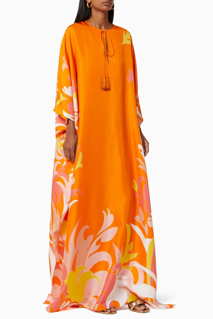 

Silk Twill Kaftan, Orange