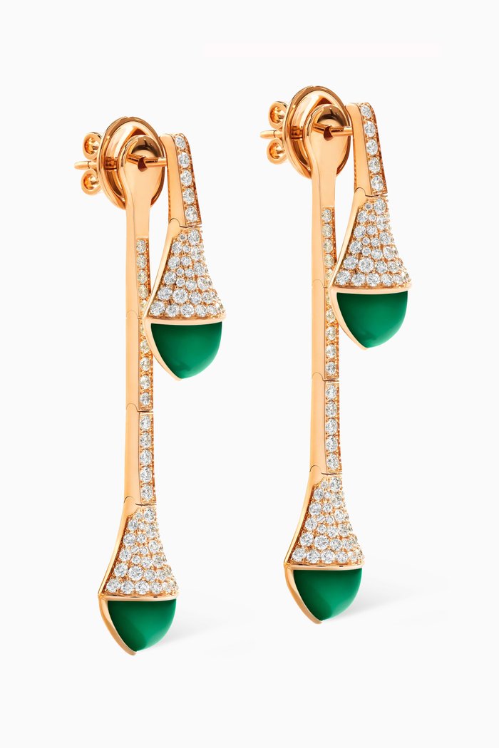 

Cleo Agate & Diamond Drop Earrings in 18kt Rose Gold