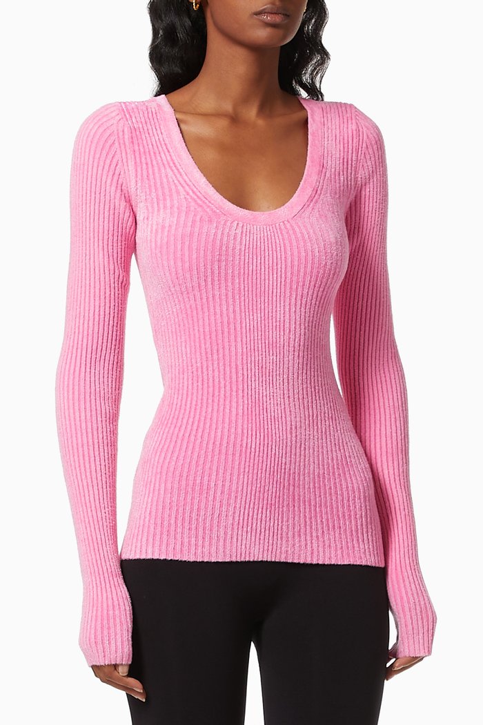 

Rib-knit Pullover, Pink