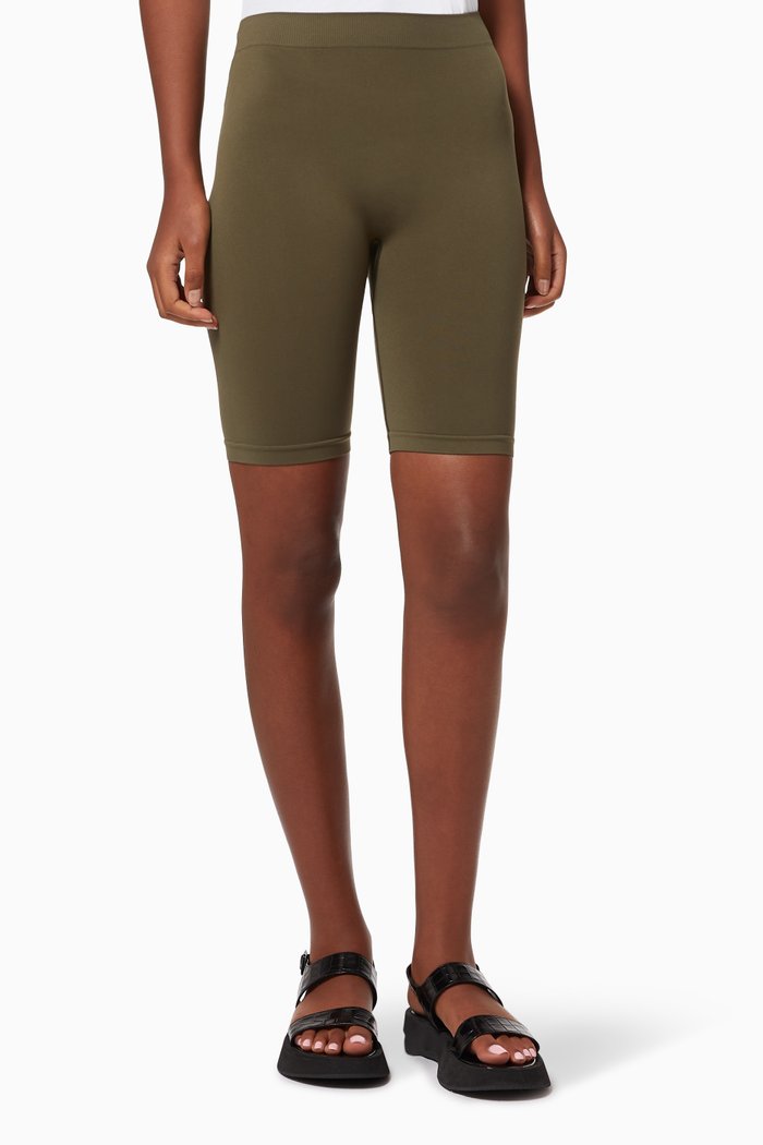 Seamless Nylon Bike Shorts, Green