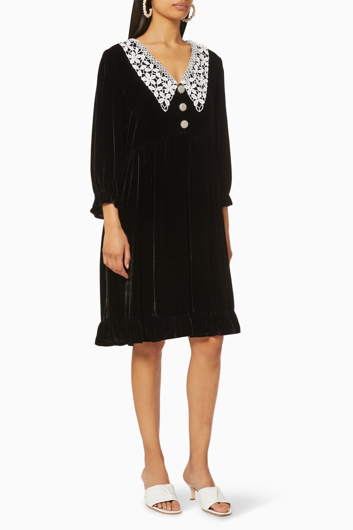 

Beau Silk Velvet Dress, Black
