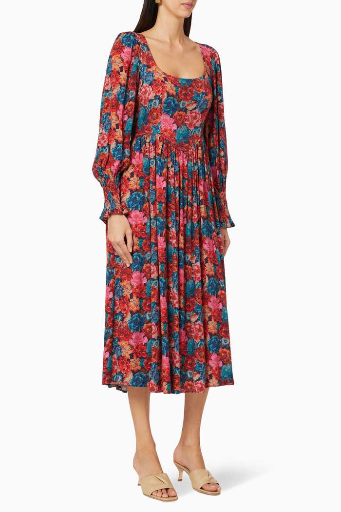 

Portia Bloom Floral Viscose Crêpe Dress, Red