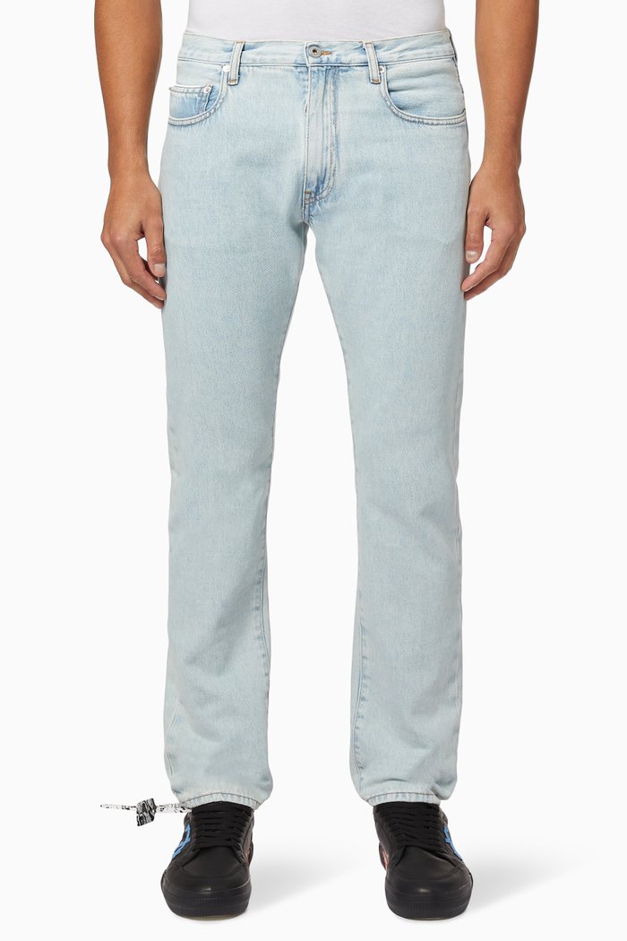 

Diagonal Slim-Fit Jeans, Blue