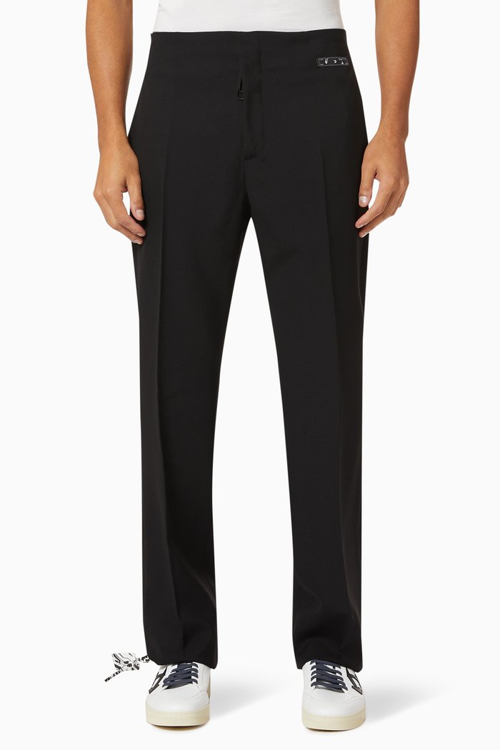 

Clean Formal Pants in Wool Mohair Blend, Black