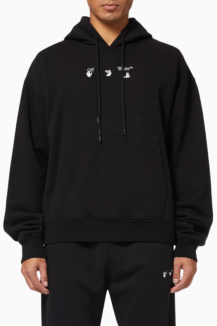 

Marker Arrows Oversized Cotton Hoodie, Black