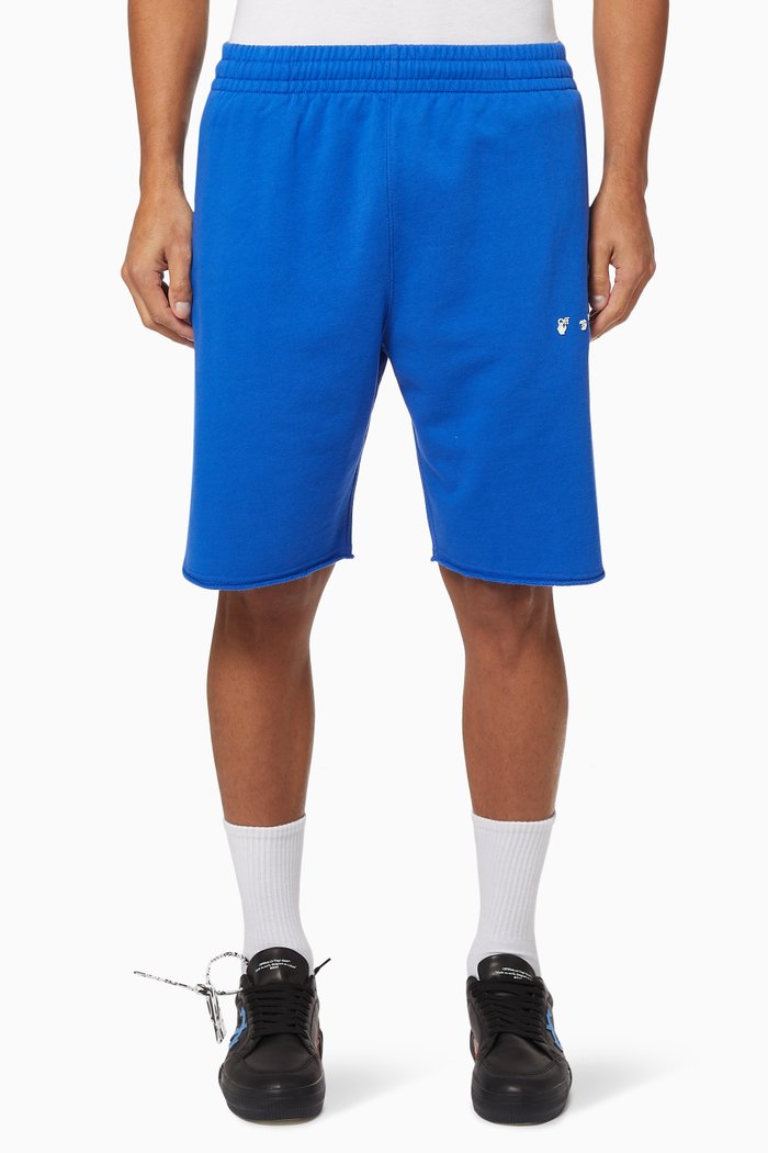 Diagonal Cotton Sweatshorts, Blue
