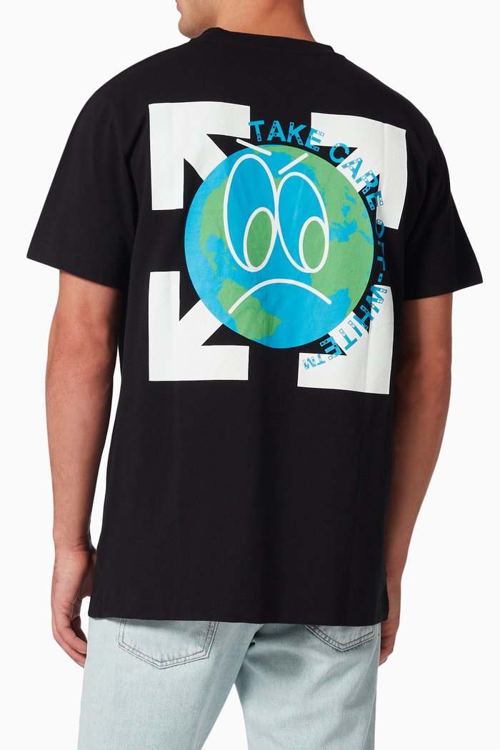 

"Take Care" Arrows Slim T-shirt in Cotton, Black