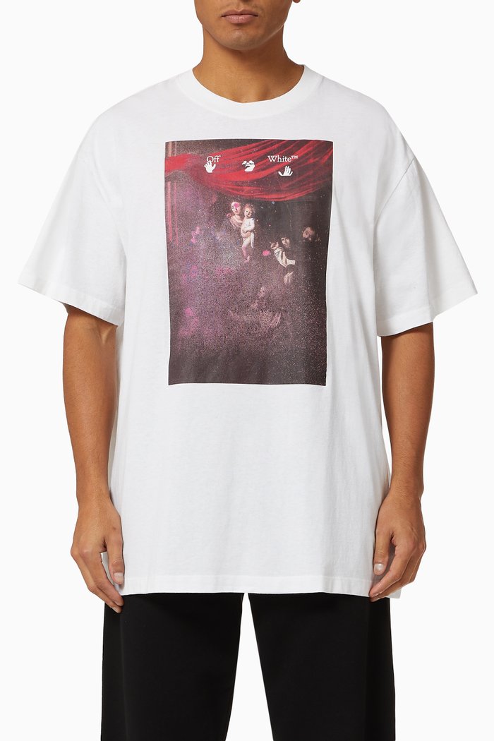 

Sprayed Caravaggio Painting Oversized T-shirt in Cotton, White