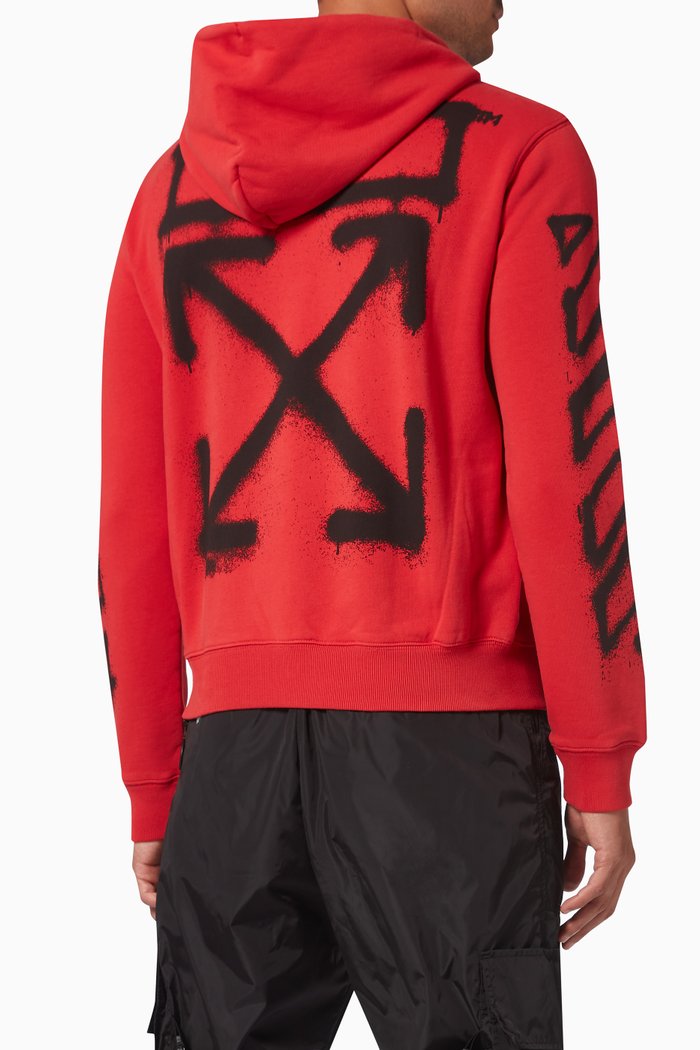 

Spray Marker Arrows Slim Hoodie in Cotton, Red