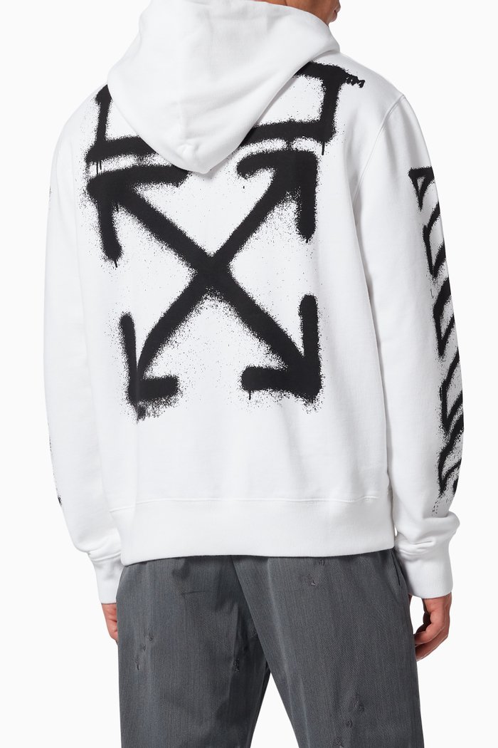 

Spray Marker Arrows Slim Hoodie in Cotton, White