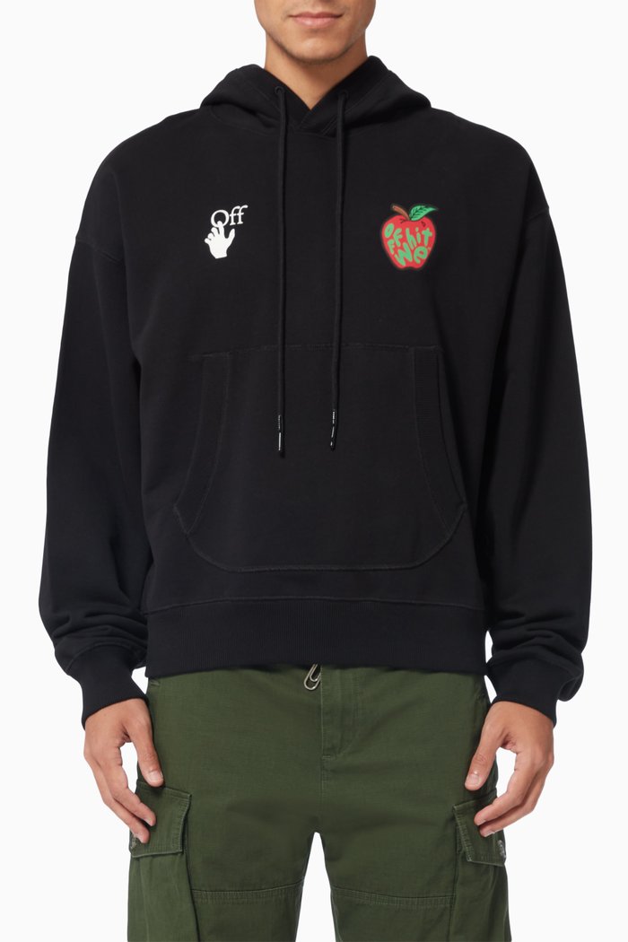 

Apple Oversized Hoodie in Cotton, Black