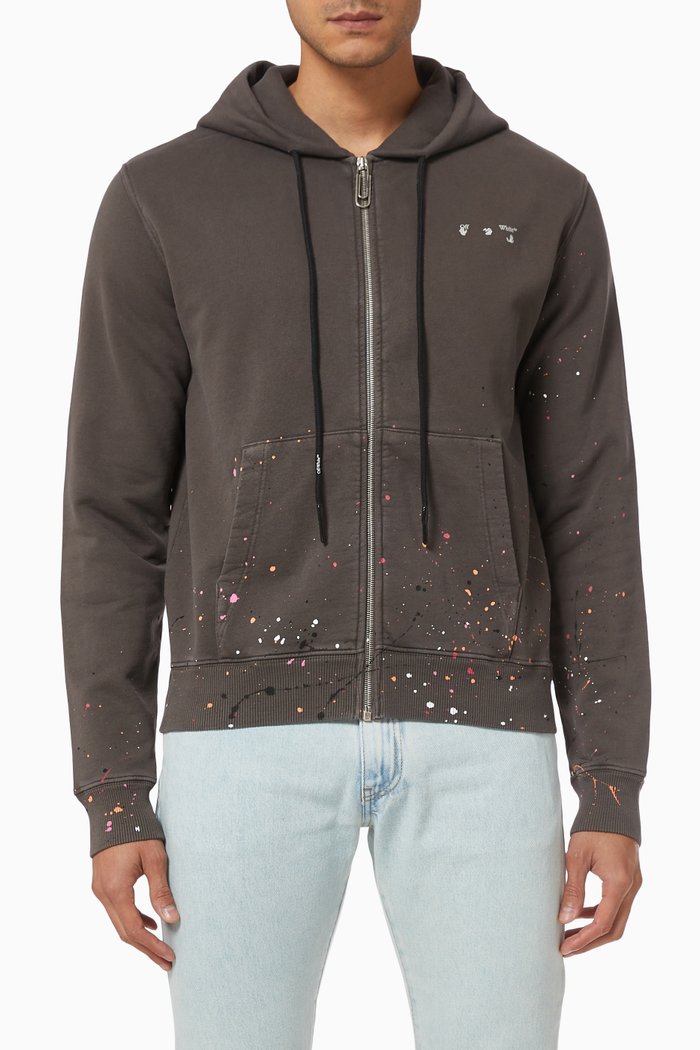 

Vintage Paint Hoodie in Cotton, Grey