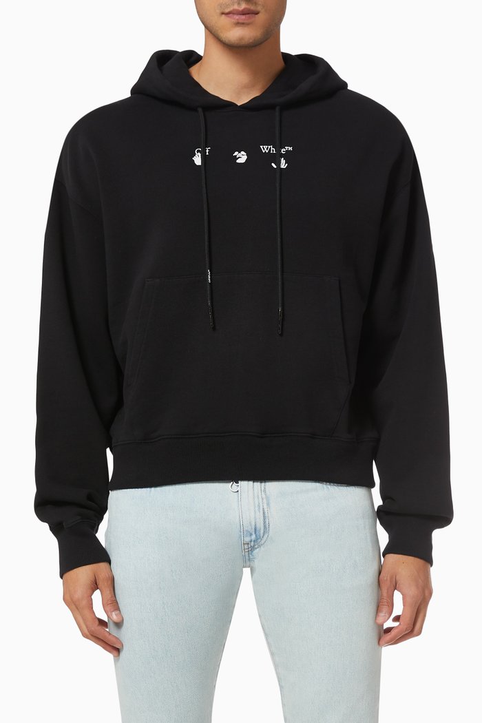 

Marker Arrows Slim Hoodie in Cotton, Black
