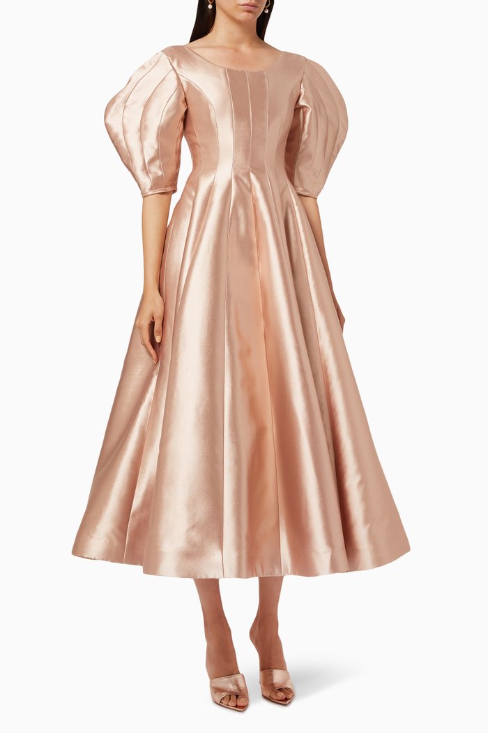 

Panelled Gown in Satin, Pink