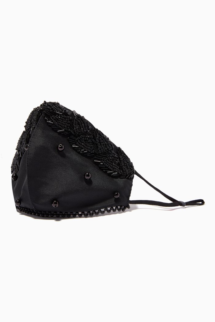 

Applique and Pearl Face Mask, Black