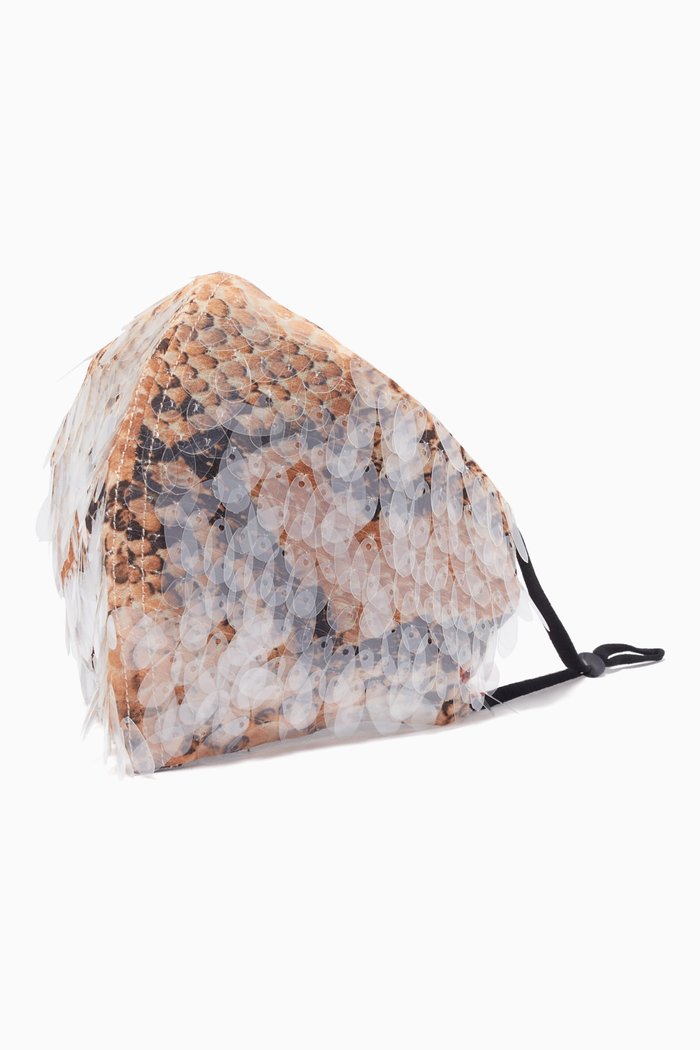 

Graphic Print Face Mask, Brown