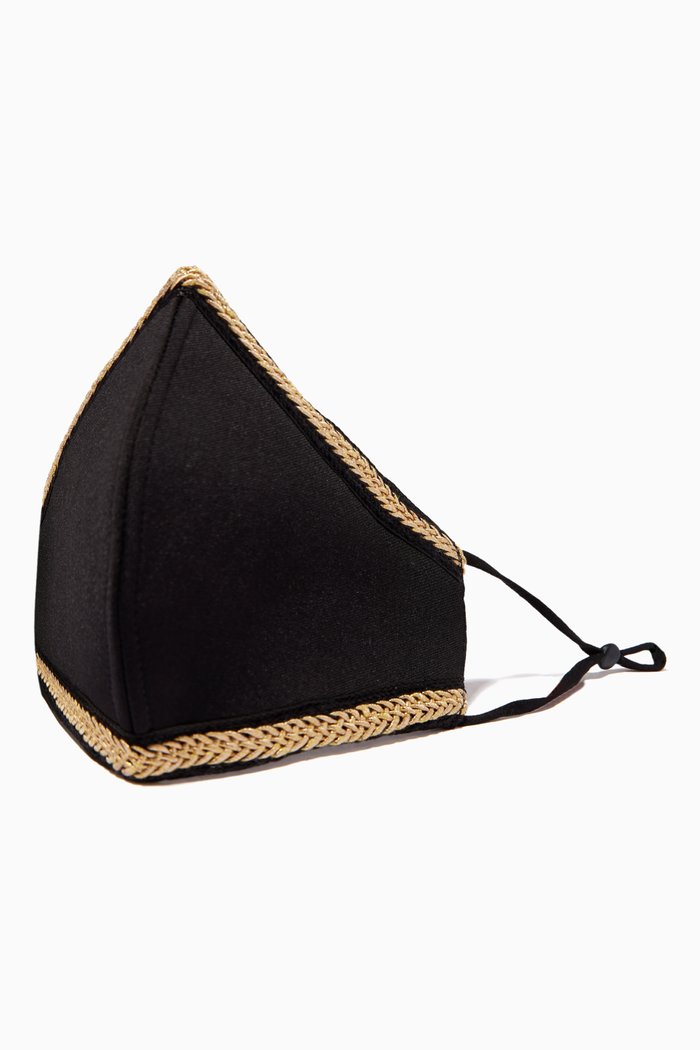 

Gold-Tone Embroidered Face Mask, Black