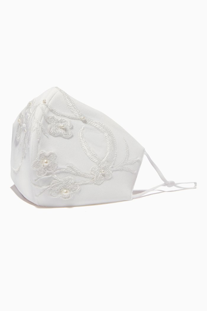 

Embroidered Face Mask, White