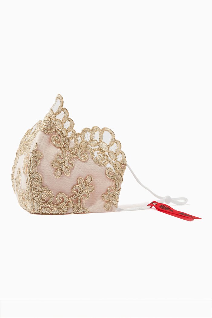 

Lace Embroidered Face Mask, Gold