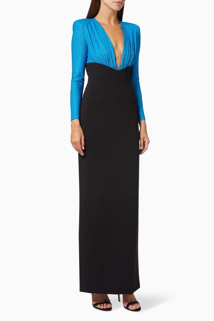 

Lena Crêpe Evening Gown, Black