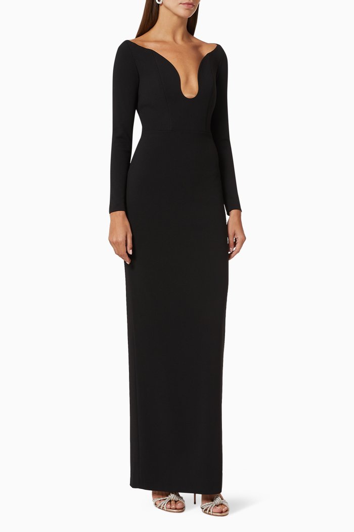 

Sanna Crêpe Evening Gown, Black