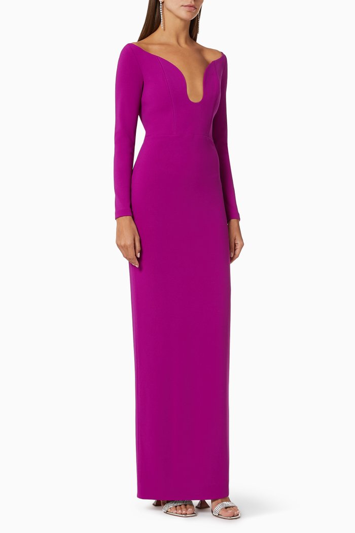 Sanna Crêpe Evening Gown, Purple