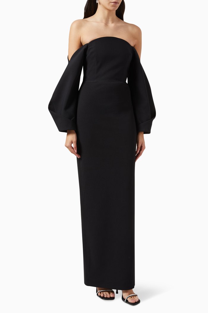 

Lotta Maxi Dress in Stretch Crepe, Black