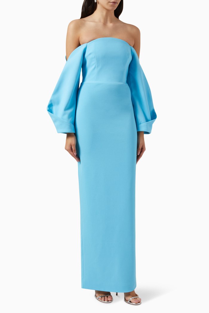 

Lotta Maxi Dress in Stretch Crepe, Blue