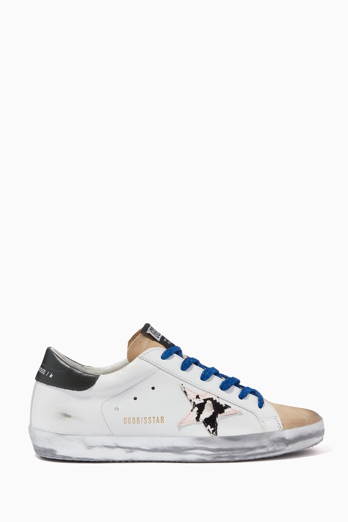 

Super-Star Sneakers with Python-print Star in Leather, Neutral