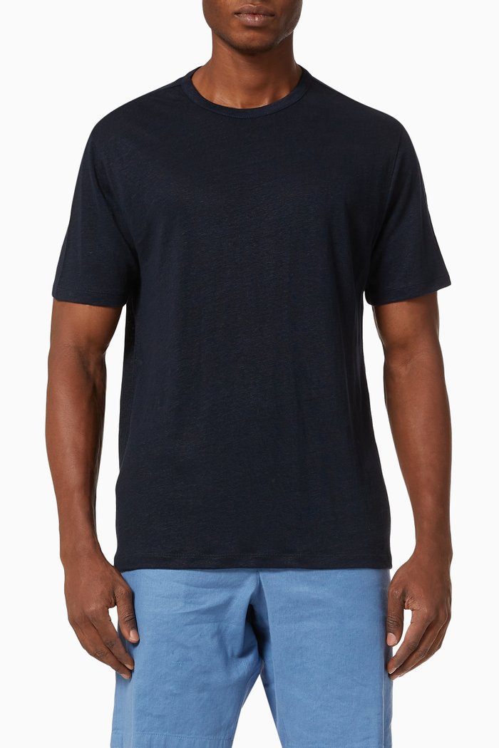 

T-shirt in Linen Jersey, Blue