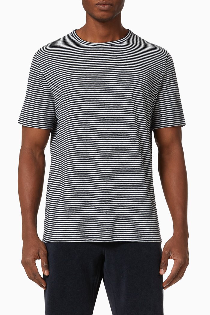 

Striped T-shirt in Linen Jersey, Grey