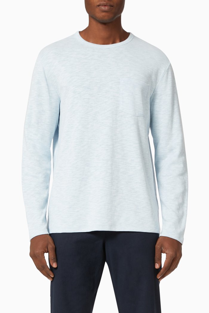 

Sun Faded Pocket T-shirt in Cotton, Blue