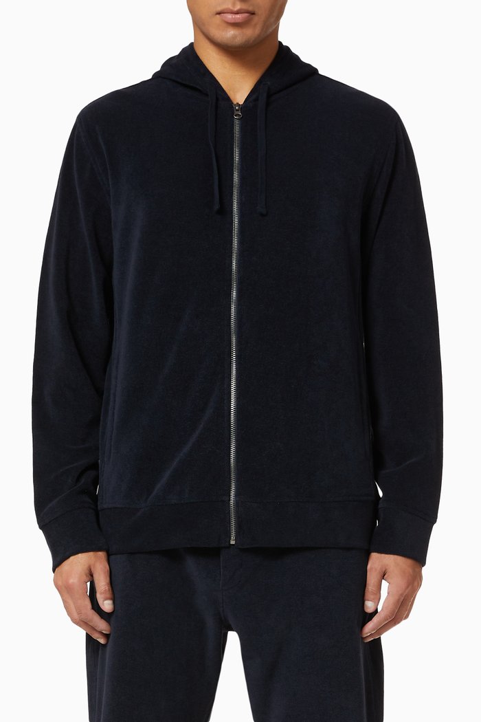 

Towel Terry Hoodie in Cotton, Blue