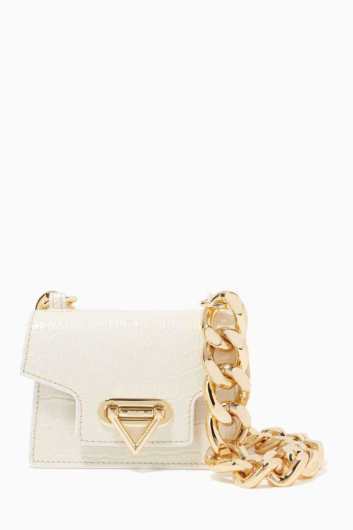 

Bebe Tresor Shoulder Bag in Croc-embossed Leather, White