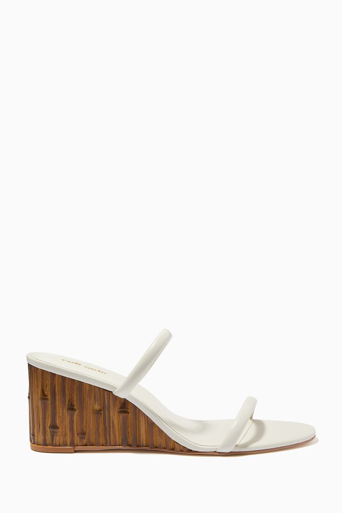 

Eva Mule Wedges in Leather, White
