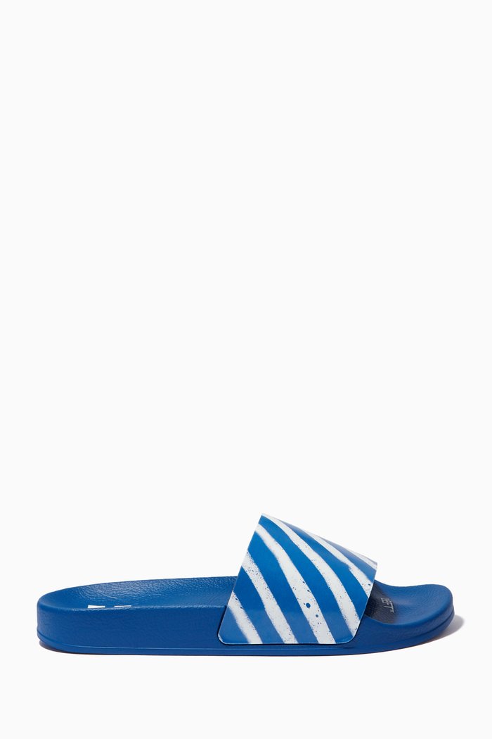 

Zebra Print Slides in PU, Blue