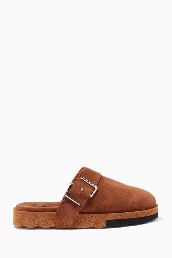 

Comfort Slippers in Suede Leather, Brown