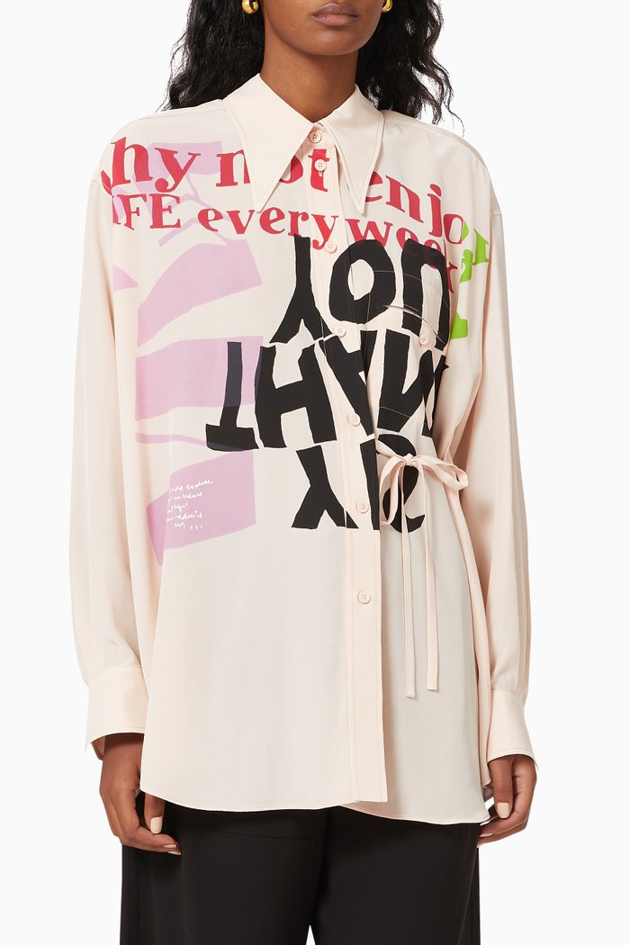 

Corita Kent Printed Blouse in Silk, Pink