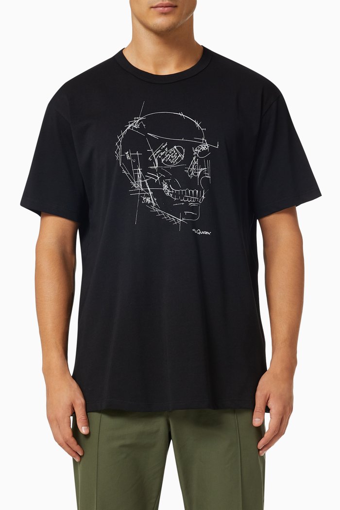 

Pattern Skull Oversized T-shirt in Cotton Jersey, Black