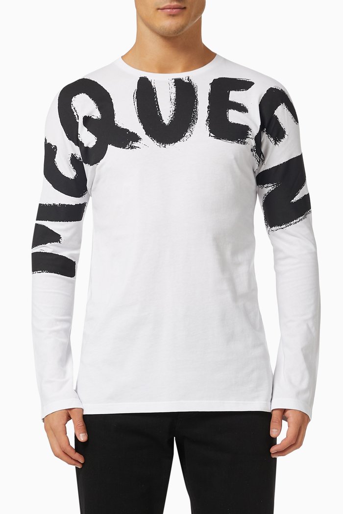 

McQueen Graffiti Kimono Sleeve T-shirt in Cotton Jersey, Multicolour