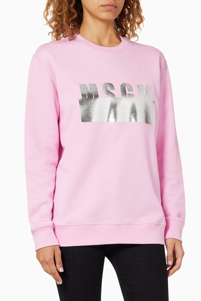 Foil Logo Jersey Sweatshirt, Pink