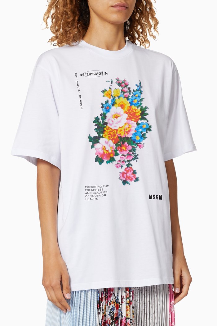 

Floral Jersey T-shirt, White