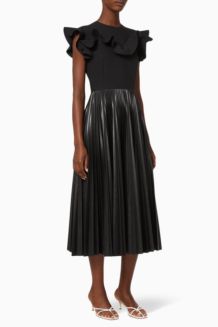

Pleated Frill Dress, Black