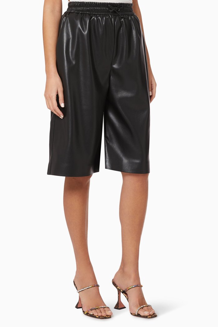 

Faux Leather Bermuda Shorts, Black