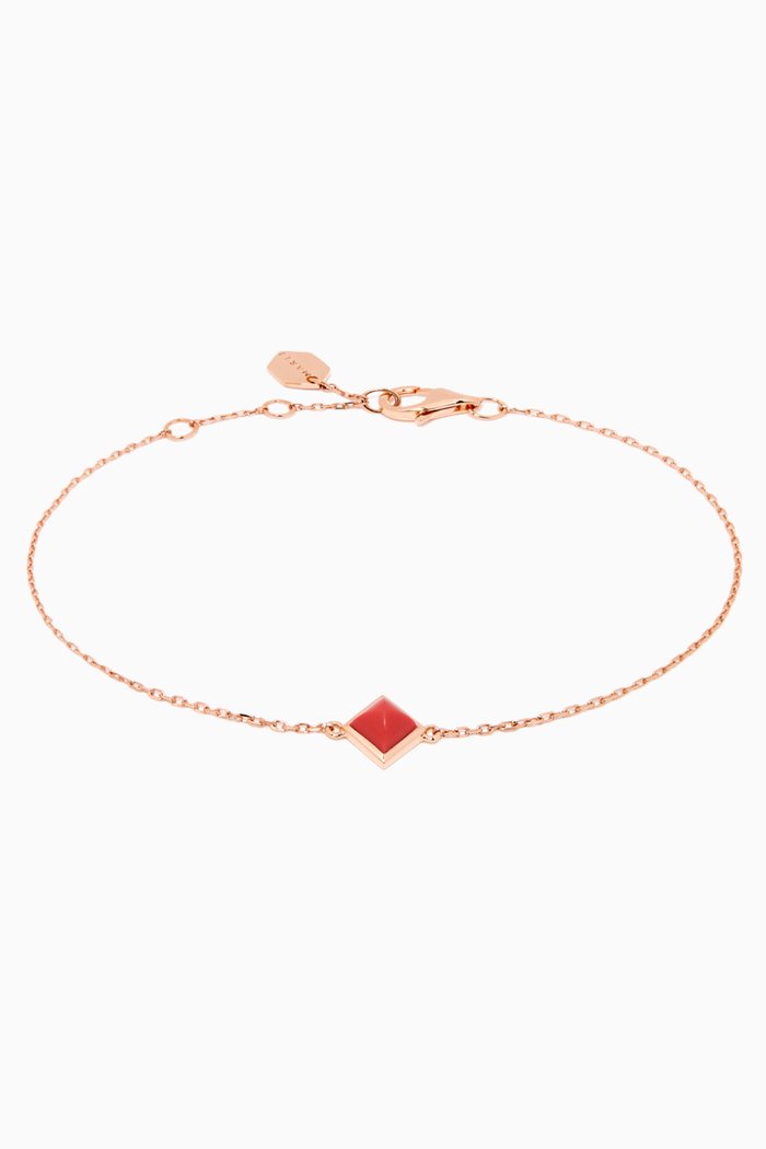 

Cleo Pyramid Bracelet with Red Coral in 18kt Rose Gold