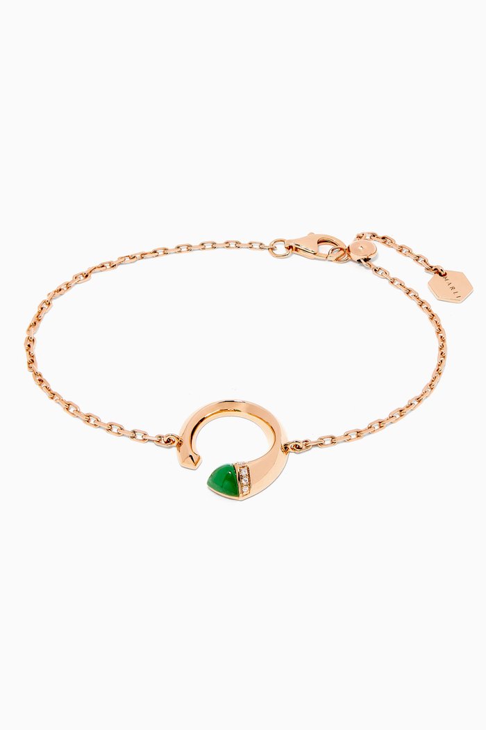 

Cleo Venus Diamond Chain Bracelet with Green Jade in 18kt Rose Gold