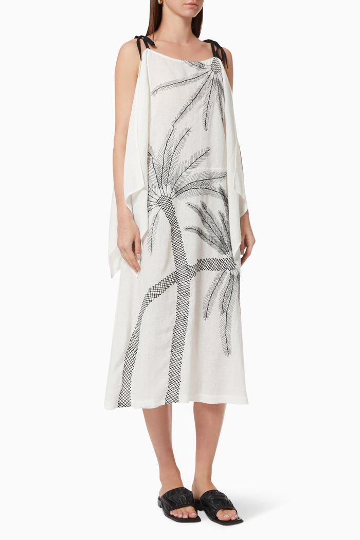 Bamboo Palm Dress in Cotton, Neutral