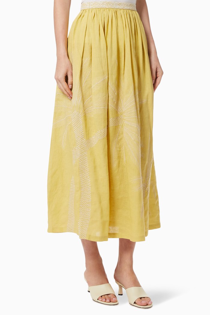 

New Jane Palm Skirt in Linen, Yellow