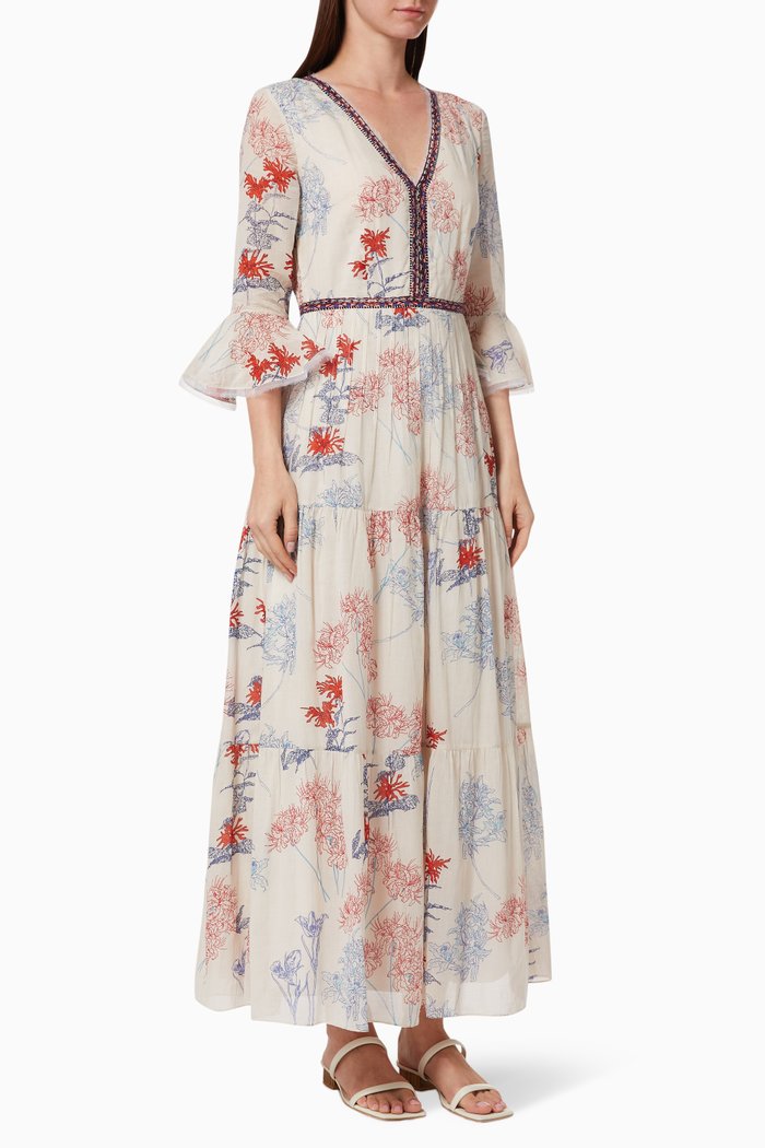 

Bella Spring Flowers Dress in Cotton, White